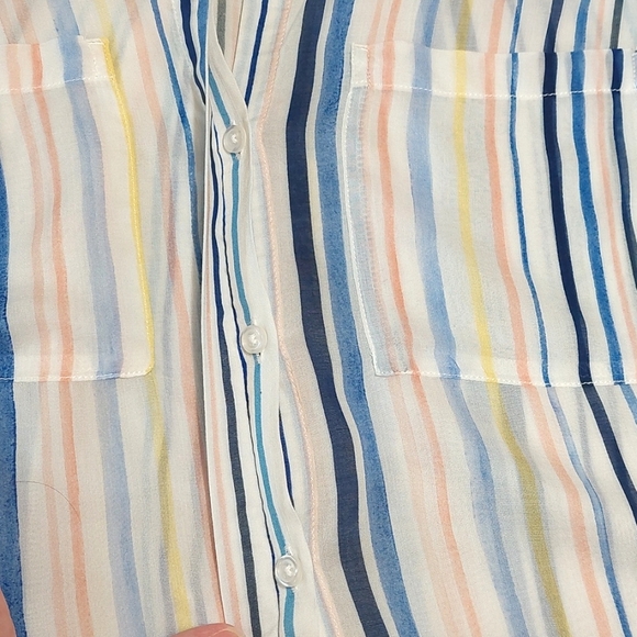 Anthropologie Cloth & Stone Pastel-striped Top, size XS - Picture 6 of 8